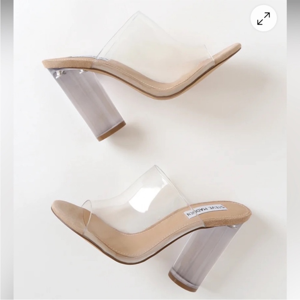 Steve Madden Womens Classify Clear and Nude High Heel Sandals size 10